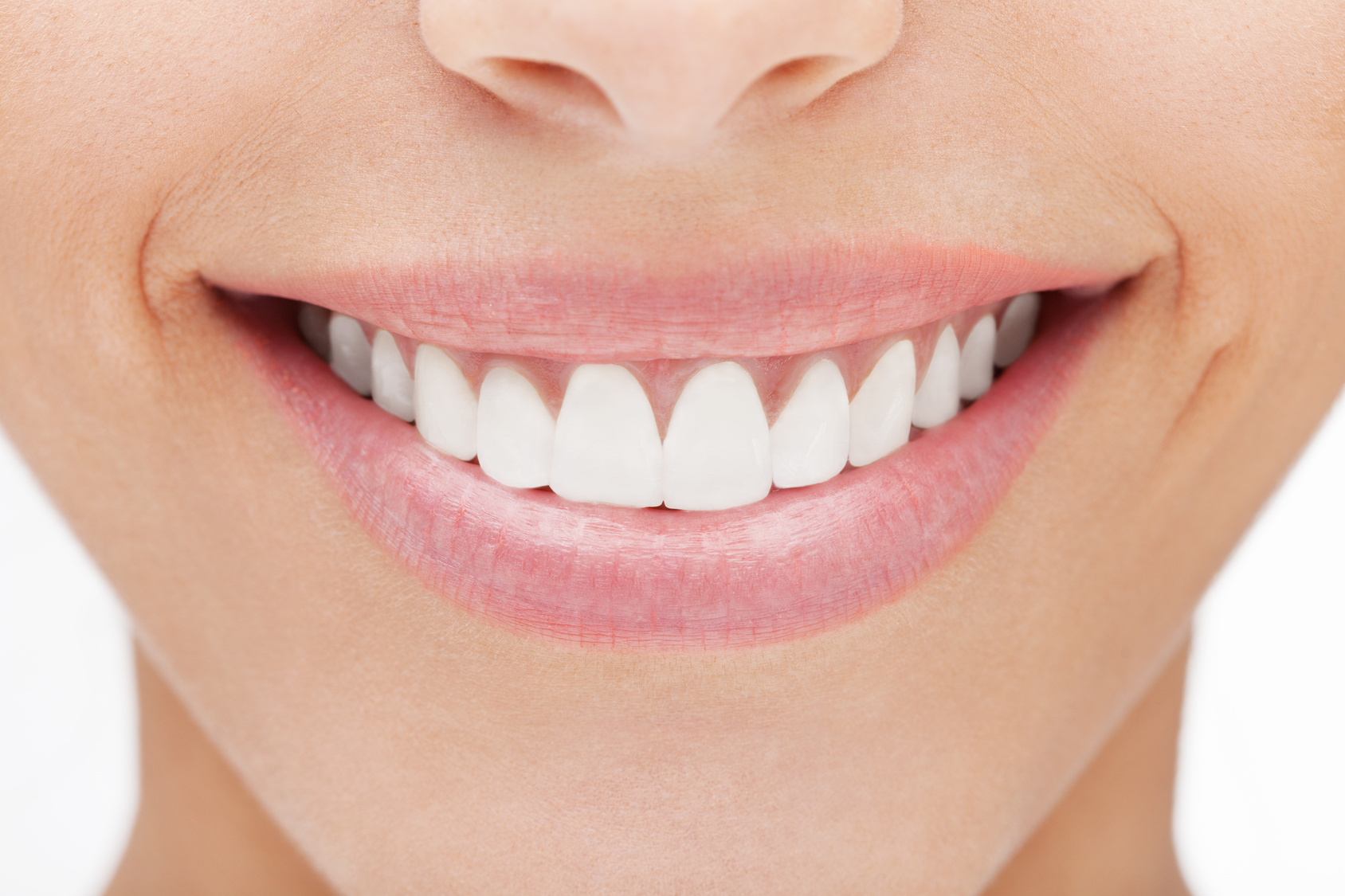 Closeup of smile with white healthy teeth