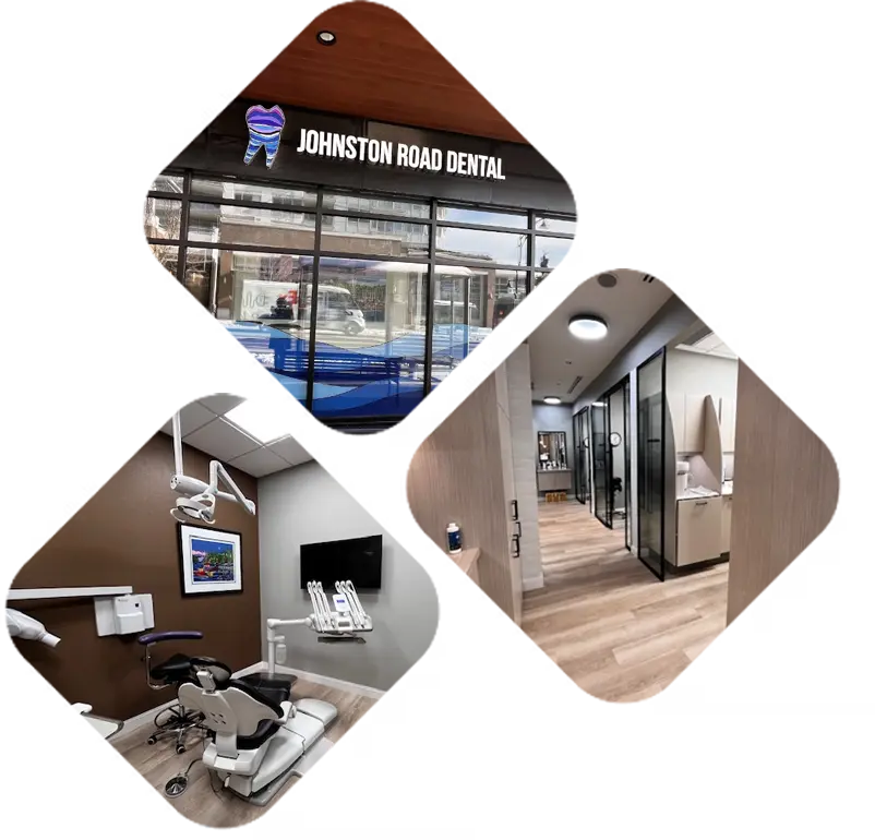 johnston road dental office exterior hallway and modern treatment room showcase